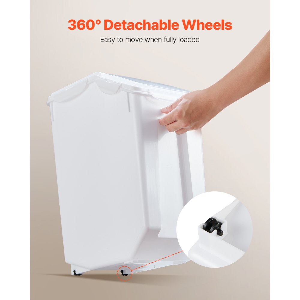 VEVOR Rice Storage Containers, Food Storage Containers, Dog Food Dispensers, 4 pcs. 2 x 15 L / /20 L x 2 Containers for Kitchen Ingredients, Grains, Muesli, Pet Food Containers with Wheels, Measuring Cup, Airtight Lid