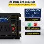 Inversor de corriente VEVOR 2000w con pantalla LCD, indicadores LED e interruptor de encendido/apagado