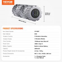 VEVOR Rodillo de Espuma Vibratorio 5 Intensidades y 3 Frecuencias Φ 120 x 400 mm