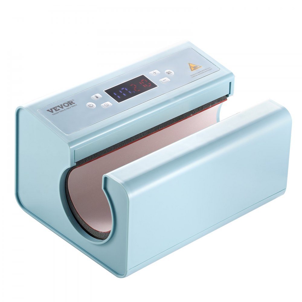 VEVOR Automatic Heat Press, Cup Heat Press for 325 to 887 ml Sublimation Cups, Tumbler Press with Adhesive Tape and Glove, Temperature and Time Setting, for Cups, Mugs, Blue