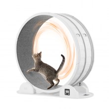 VEVOR Rueda de Ejercicio para Gatos de 1150 x 395 x 1090 mm, Rueda para Correr para Gatos con Freno y Pista Alfombrada, Podómetro, Cinta de Correr Silenciosa para Gatos de Menos de 13,6 kg, Blanco