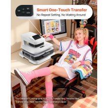 VEVOR Prensa Térmica Automática para Camisetas, Prensa de Transferencia Térmica con Placa Calefactora de 38 x 38 cm, Liberación Automática, Presión Ajustable y Pantalla Digital, Sublimación, Blanco