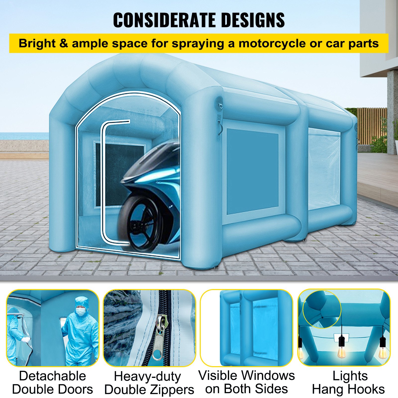 VEVOR Tienda de Campaña para Coche, Cabina de Pulverización Inflable Cabina de Pintura Inflable 4x2,5x2,2 m