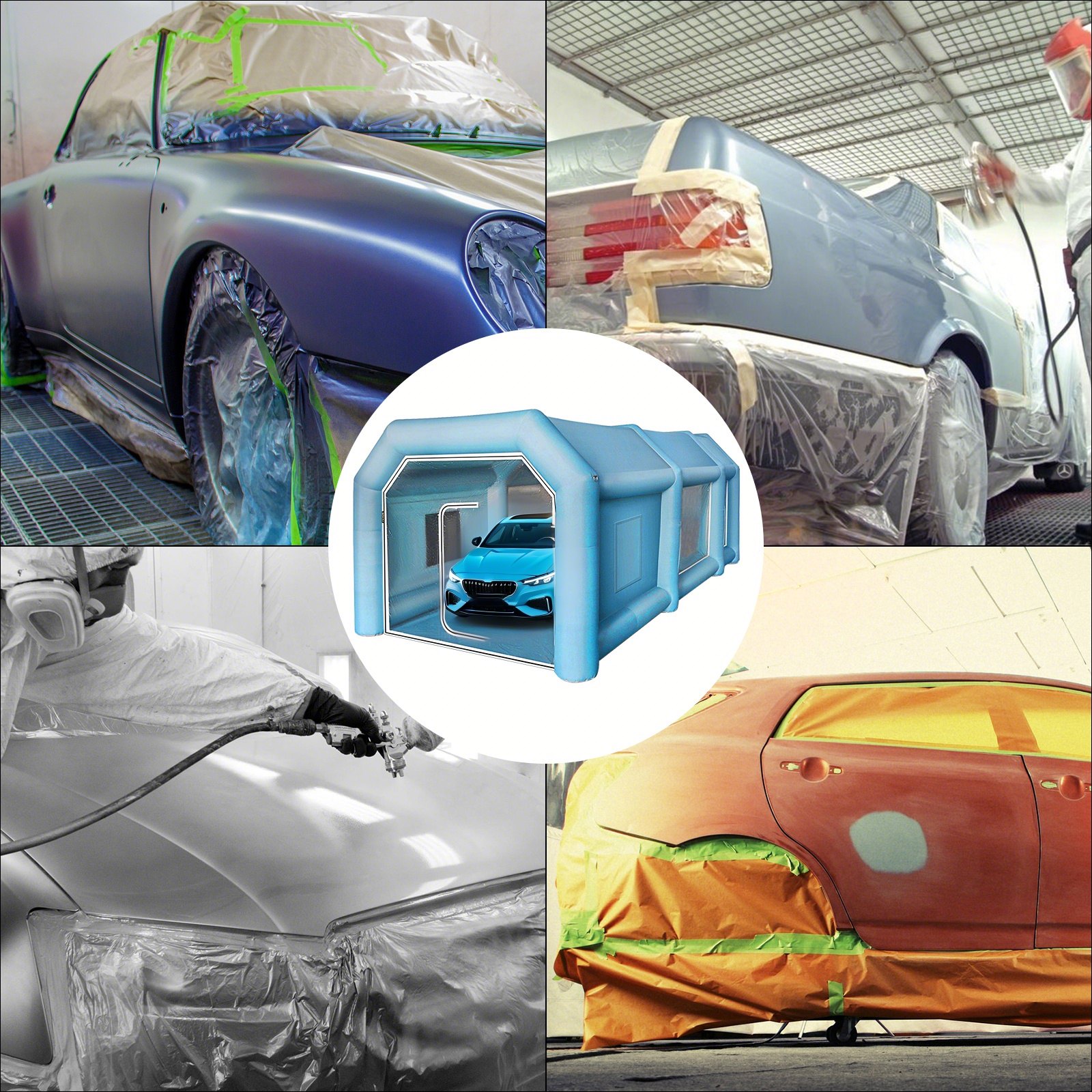 VEVOR Cabina de Pintura Inflable 6 x 3 x 2.5 M Carpa Hinchable para Coche Tienda Inflable Cabina de Estacionamiento de Pintura Tienda Inflable de Campaña Cabina Inflable para Pintar el Coche