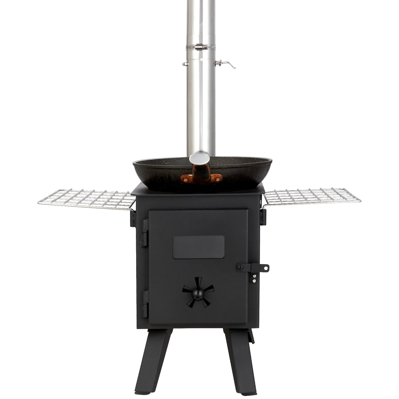 VEVOR Estufa de Leña Estufa Portátil para Tienda de Campaña de Acero de Aleación con 8 Tubos de Chimenea y Guantes Estufa Cálida para Cocinar y Calentar al Aire Libre 394 x 608 x 425 mm