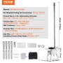 VEVOR Estufa de Leña 217 cm Estufa Portátil de Acero Inoxidable para Tienda de Campaña con 8 Tubos de Chimenea y Guantes Estufa Caliente para Cocinar y Calentar al Aire Libre, 590x790x2620 mm