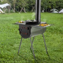 VEVOR Estufa de leña portátil para acampar, tienda de campaña caliente, estufa de barbacoa de 118 pulgadas para exteriores con tuberías