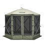 VEVOR Carpa plegable para cenador, carpa con pantalla emergente, toldo de 6 lados, refugio solar con 6 paños de viento de privacidad extraíbles y ventanas de malla, carpa con pantalla de instalación rápida de 10x10 pies con mosquitera, verde militar
