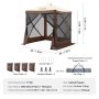 VEVOR Pop-Up Pavilion Tent, Pop-Up Tent with 4-Sided Canopy, Sun Protection with 4 Removable Privacy Windscreens and Mesh Windows, 1.83 x 1.83 m, Quick-Set Tent with Mosquito Net, Brown