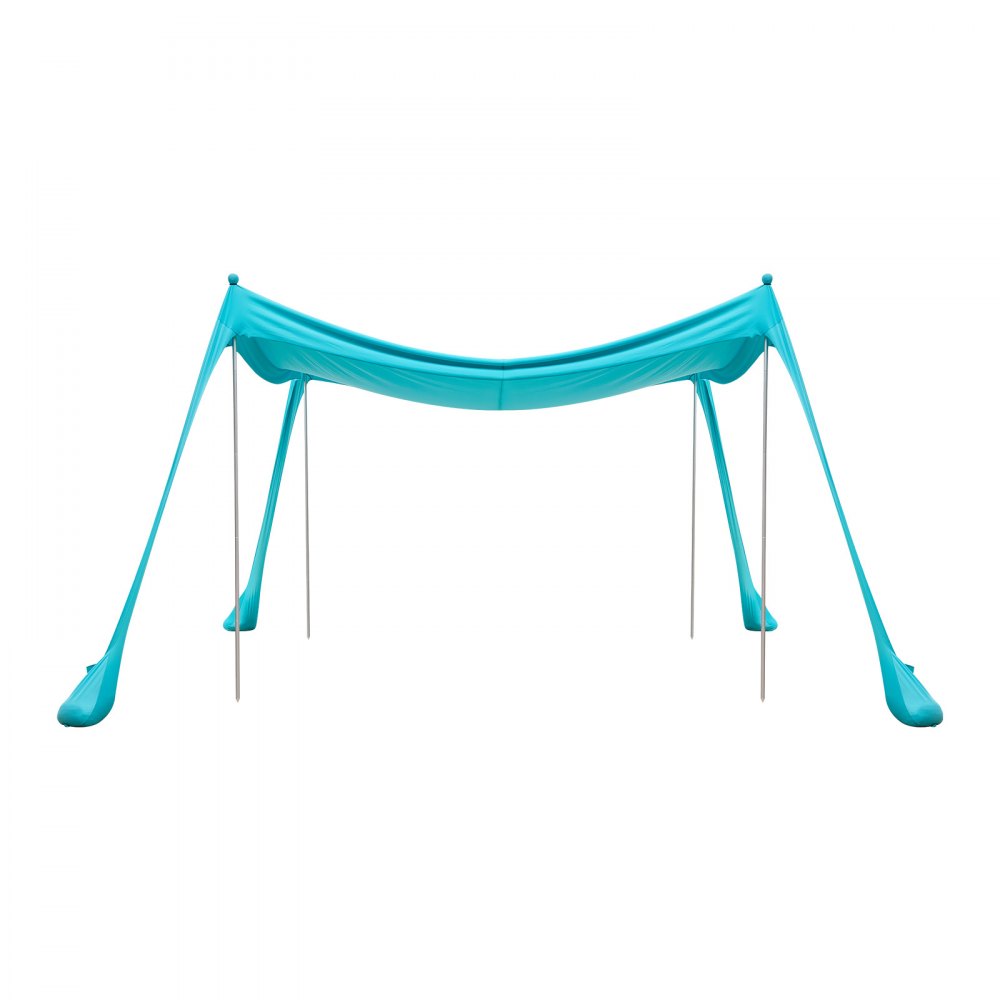 VEVOR Tienda de Playa Desplegable 3,0 x 3,0 m, Toldo de Playa Portátil, 2 m de Alto, Protección UPF 50+, 4 Polos con Sacos y Palas de Arena, Carpa Solar para Vacaciones Viajes Camping, Verde Turquesa