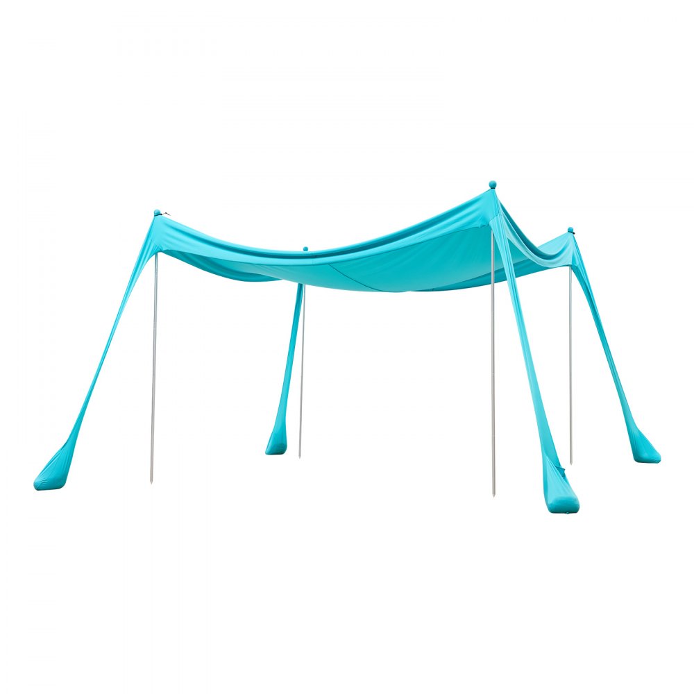 VEVOR Tienda de Playa Desplegable 3,0 x 3,0 m, Toldo de Playa Portátil, 2 m de Alto, Protección UPF 50+, 4 Polos con Sacos y Palas de Arena, Carpa Solar para Vacaciones Viajes Camping, Verde Turquesa