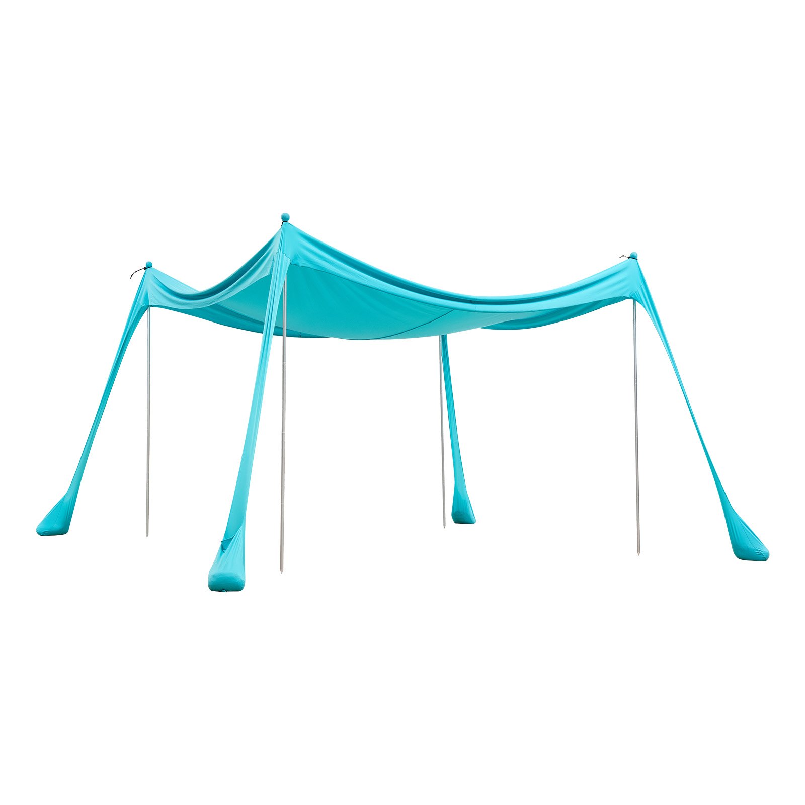 VEVOR Tienda de Playa Desplegable 3,0 x 3,0 m, Toldo de Playa Portátil, 2 m de Alto, Protección UPF 50+, 4 Polos con Sacos y Palas de Arena, Carpa Solar para Vacaciones Viajes Camping, Verde Turquesa