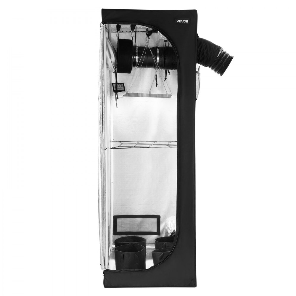 VEVOR Indoor Grow Tent Kit, 60 x 60 x 180 cm, Indoor Plant Tent with Full Spectrum LED Grow Light & Ventilation System, 600D High Reflective Mylar, Growing Tents for Flower Veggie