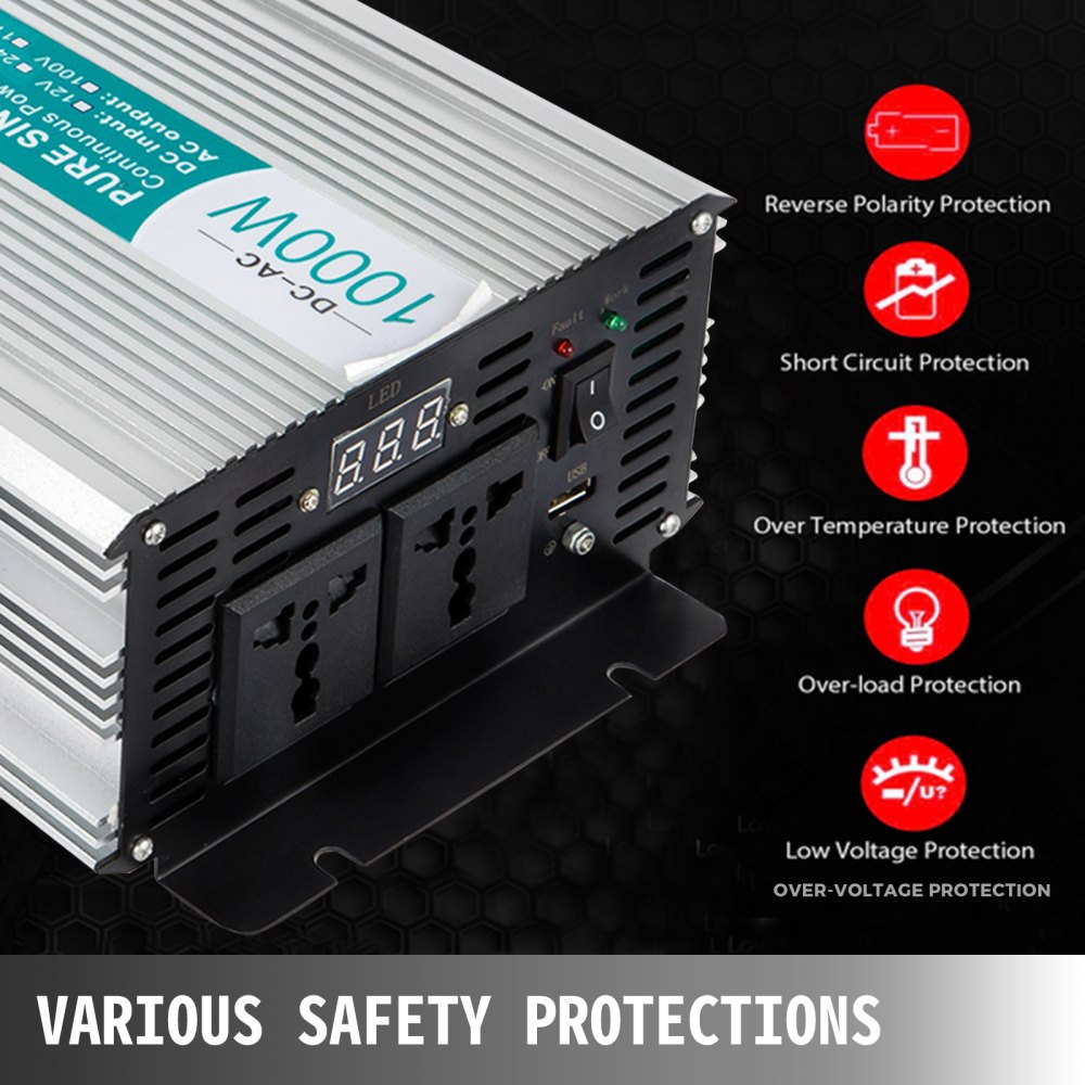 Inversor De Corriente Onda Sinusoidal Pura 1000w 2000w 12v 220v Convertidor Led