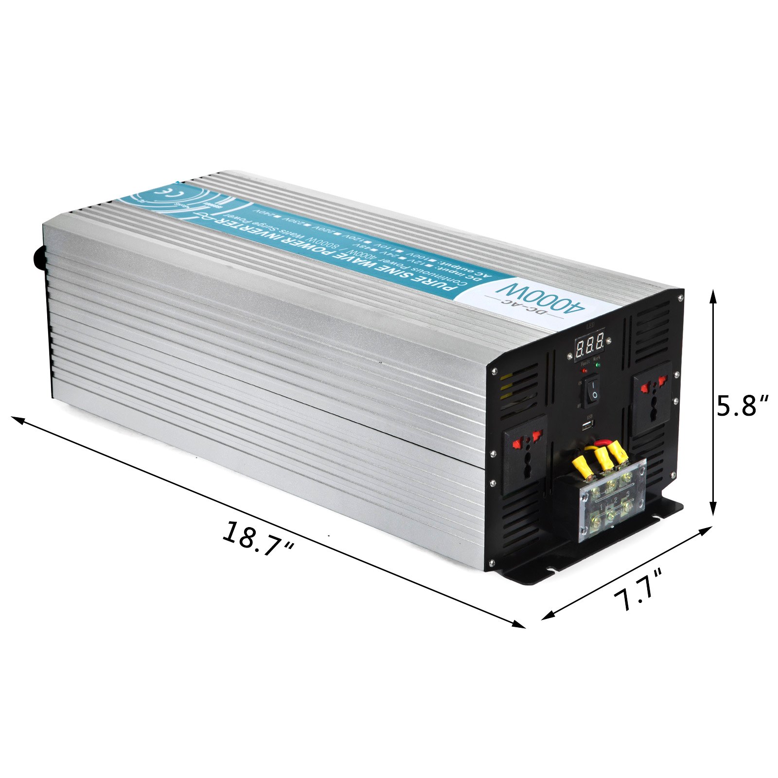 Inversor De Corriente Onda Pura 4000w 8000w 24v 220v Convertidor Con Led Cables
