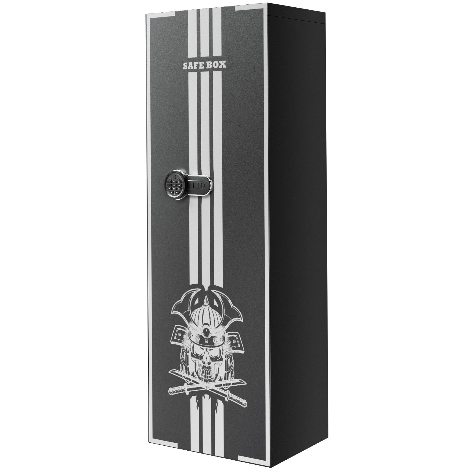 VEVOR Armario para Armas Largas con Cerradura con Llave y Contraseña, Caja Fuerte para 4 Rifles con 3 Ranuras para Munición y 2 Estantes Ajustables, 53,6 x 38,6 x 143 cm (Requiere Ensamblaje)
