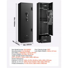 VEVOR Armario para Armas Largas con Cerradura con Contraseña, Caja Fuerte para 4 Rifles con 2 Compartimentos para Munición y 2 Estantes Ajustables, Armeros de Caza para Pistolas, 405 x 280 x 1400 mm