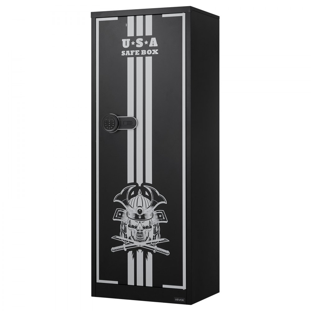 VEVOR Armario para Armas Largas con Cerradura con Contraseña, Caja Fuerte para Rifles con 3 Compartimentos para Munición y 2 Estantes Ajustables, para Pistolas, 536x386x1430 mm (Requiere Ensamblaje)