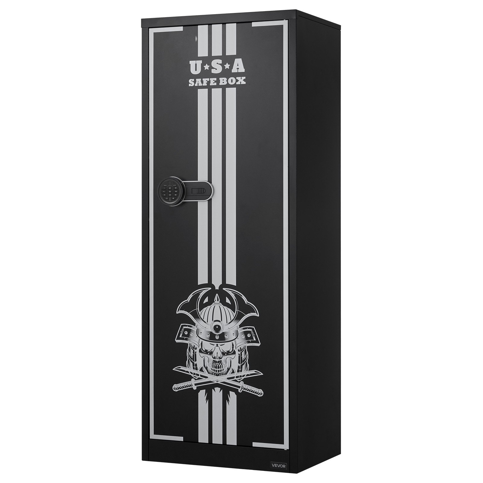 VEVOR Armario para Armas Largas con Cerradura con Contraseña, Caja Fuerte para Rifles con 3 Compartimentos para Munición y 2 Estantes Ajustables, para Pistolas, 536x386x1430 mm (Requiere Ensamblaje)