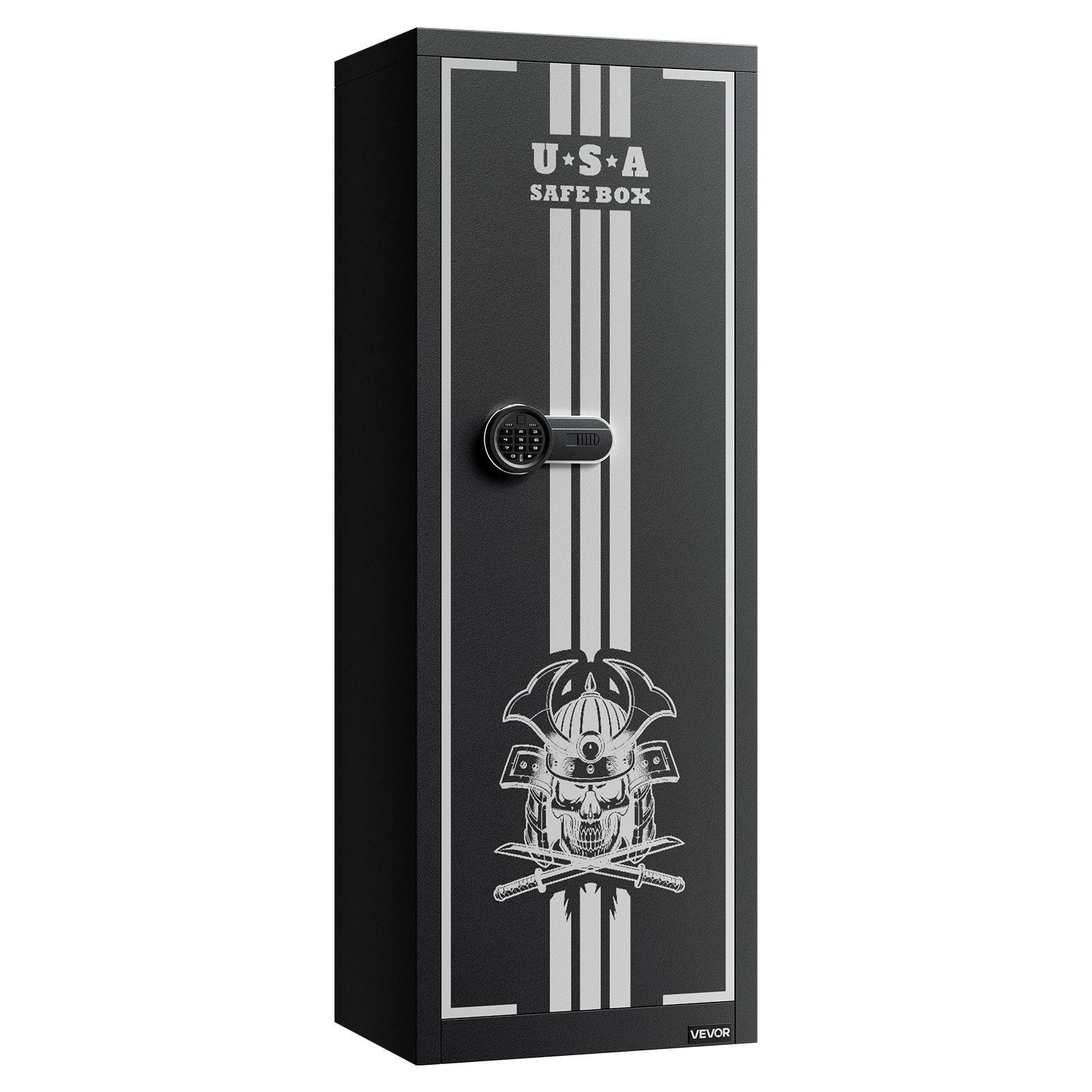 VEVOR Armario para Armas Largas con Cerradura con Contraseña, Caja Fuerte para Rifles con 3 Compartimentos para Munición y 2 Estantes Ajustables, para Pistolas, 536x386x1430 mm (Requiere Ensamblaje)