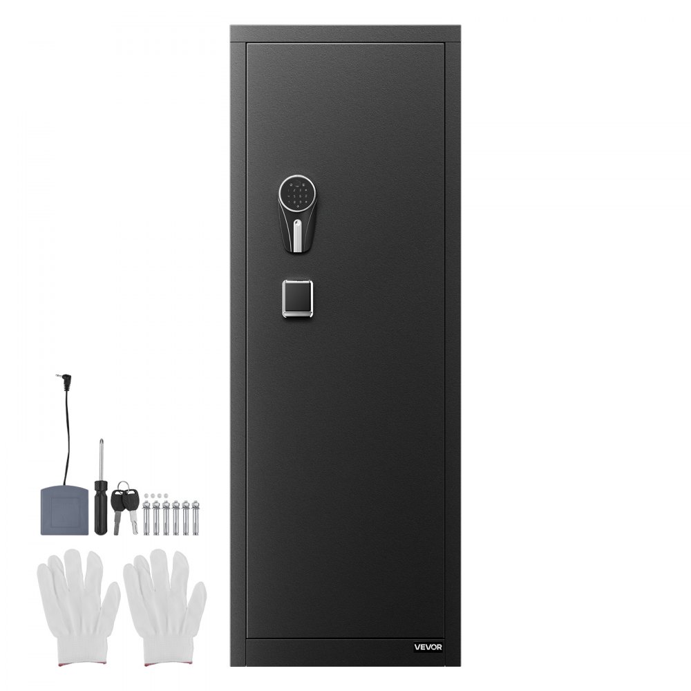 VEVOR 8-10 Gun Safe, Long Gun Cabinet for Rifles and Pistols, Quick Access Rifle Safe with 3 Pistol Pockets and Adjustable Racks, Large Digital Cabinet with Fingerprint and Password Lock