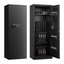 VEVOR Armario para Armas Largas con Cerradura con Contraseña, Caja Fuerte para 6-8 Rifles con 3 Compartimentos para Munición y 2 Estantes Ajustables, Armeros de Caza para Pistolas, 48x34,8x132 mm