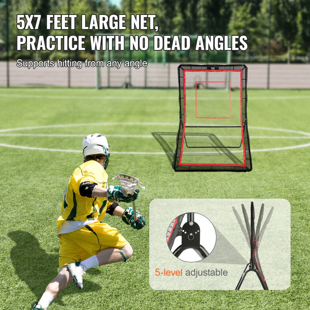 VEVOR Red de rebote Fútbol Rebounder Béisbol Lacrosse 152x213 cm Ajustable