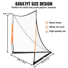 VEVOR Portería de Lacrosse Portátil Jaula de Lacrosse de 1,8x2,1x1,8m con Red y Conveniente Bolsa de Transporte Equipos de Entrenamiento de Fácil Configuración en el Jardín del Patio Trasero Parque al
