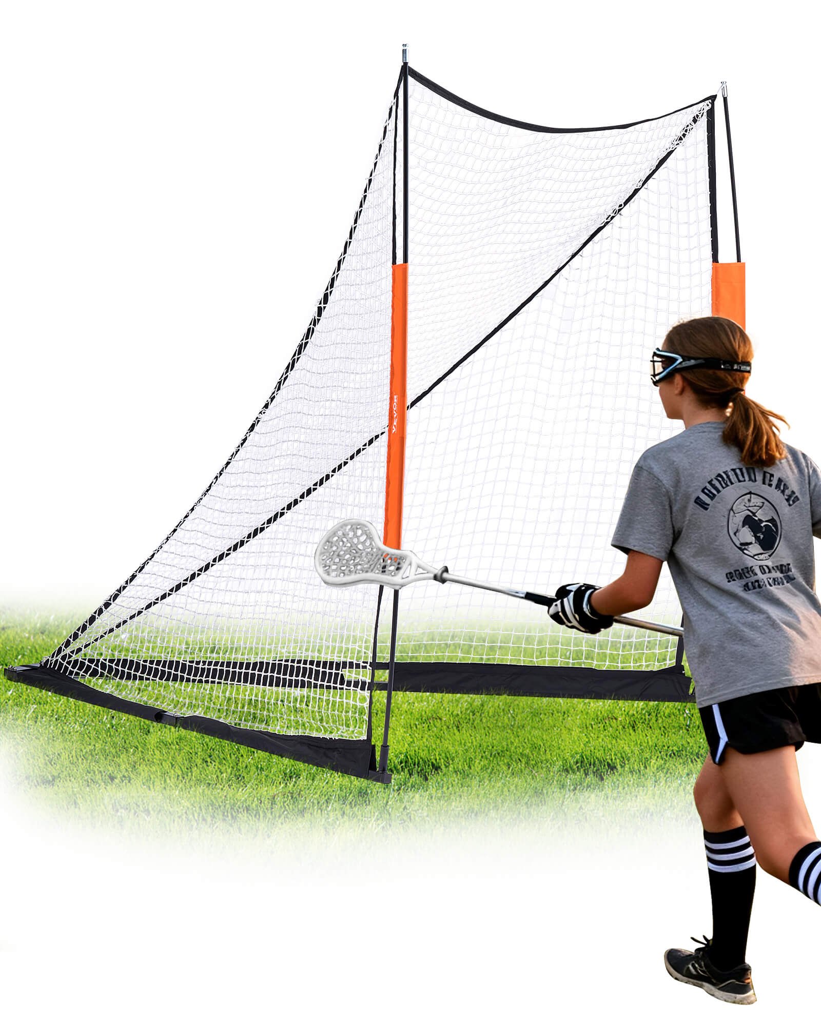 VEVOR Portería de Lacrosse Portátil Jaula de Lacrosse de 1,8x2,1x1,8m con Red y Conveniente Bolsa de Transporte Equipos de Entrenamiento de Fácil Configuración en el Jardín del Patio Trasero Parque al