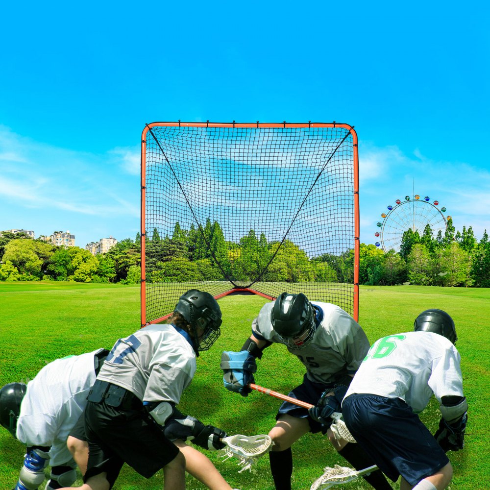 VEVOR Portería de Lacrosse Portátil Jaula de Lacrosse de 2,1x1,8x1,8 m con Red y Bolsa de Transporte Equipo de Entrenamiento de Fácil Configuración en el Jardín del Patio Trasero Parque al Aire Libre