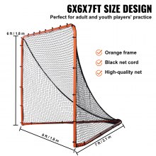 VEVOR Portería de Lacrosse Portátil Jaula de Lacrosse de 2,1x1,8x1,8 m con Red y Bolsa de Transporte Equipo de Entrenamiento de Fácil Configuración en el Jardín del Patio Trasero Parque al Aire Libre