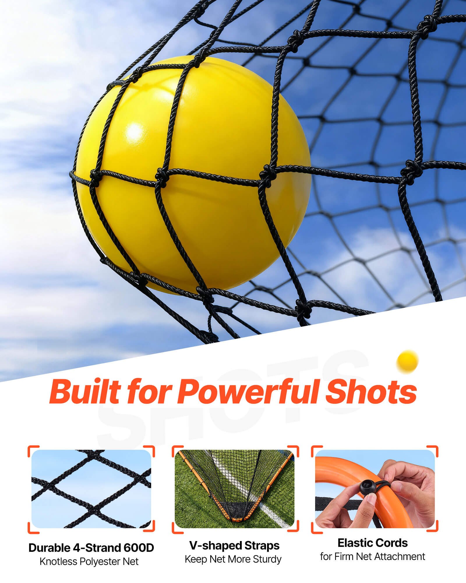 VEVOR Lacrosse Goal, 6' x 6' Lacrosse Net, Foldable Portable Backyard Lacrosse Training Equipment, Steel Frame Training Net, Quick and Easy to Set Up Lacrosse Goal, Perfect for Training