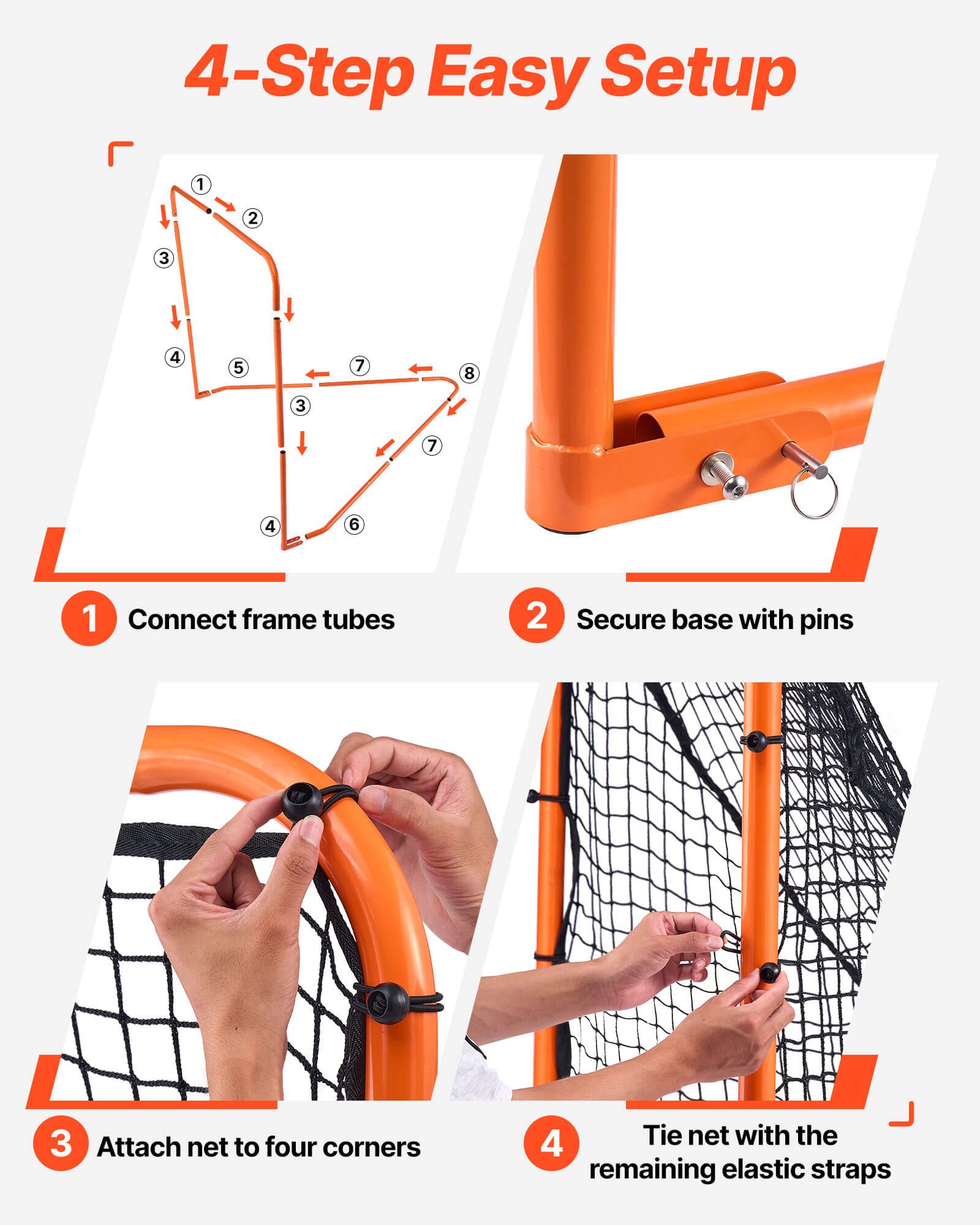 VEVOR Portería de Lacrosse Portátil Jaula de Lacrosse de 2,1x1,8x1,8 m con Red y Bolsa de Transporte Equipo de Entrenamiento de Fácil Configuración en el Jardín del Patio Trasero Parque al Aire Libre