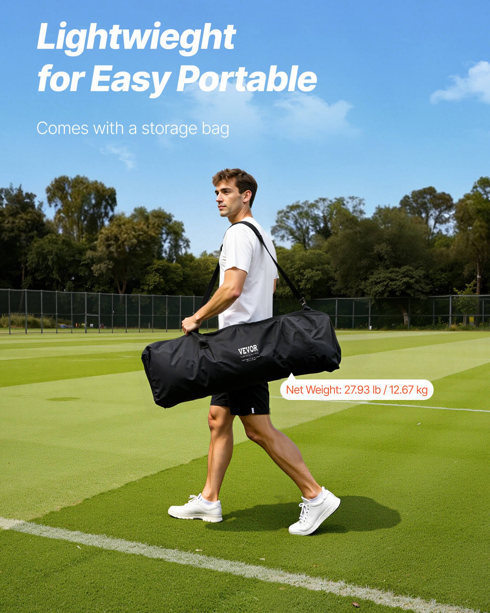 VEVOR Lacrosse Goal, 6' x 6' Lacrosse Net, Steel Frame Lacrosse Training Equipment for the Backyard, Portable Lacrosse Goal with Carrying Bag, Quick and Easy Setup, Perfect for Training