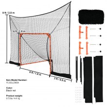 VEVOR Portería de Lacrosse con Cubierta Extendida Jaula de Lacrosse 3,6x2,8 m con Red y Bolsa de Transporte Equipo de Entrenamiento de Fácil Instalación en Patio Trasero, Jardín, Parque al Aire Libre