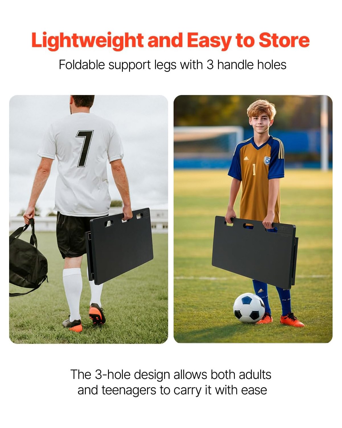 VEVOR Tabla de Rebote de Fútbol ​​Pared de Fútbol Portátil 100x40 cm con Rebote de 2 Ángulos Fabricada en HDPE Equipo de Entrenamiento de Fútbol para Niños y Adultos, Entrenamiento de Pases y Tiros