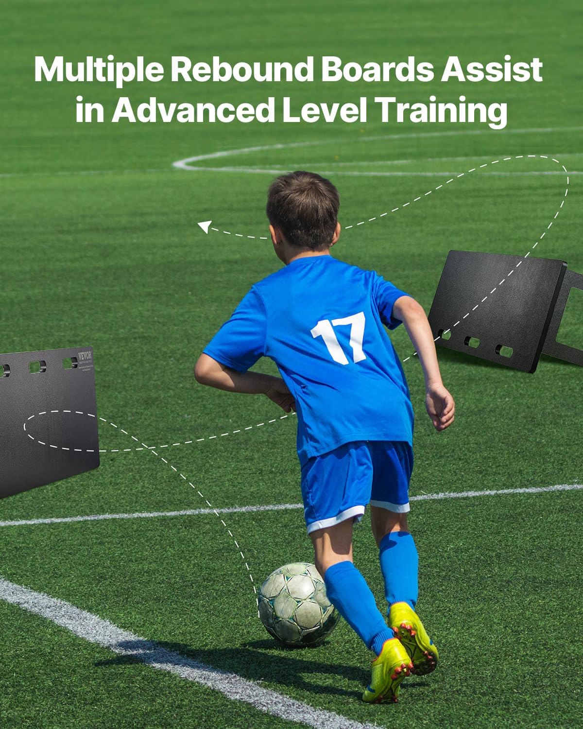 VEVOR Tabla de Rebote de Fútbol ​​Pared de Fútbol Portátil 100x40 cm con Rebote de 2 Ángulos Fabricada en HDPE Equipo de Entrenamiento de Fútbol para Niños y Adultos, Entrenamiento de Pases y Tiros
