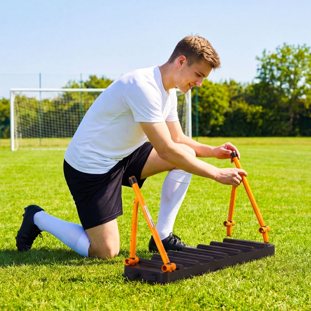 VEVOR Tablero de Rebote de Fútbol 99 x 24,5 cm, Reboteador de Fútbol de Doble Superficie, 3 Ángulos Ajustables, Panel de PP, Pared de Entrenamiento de Balón, para Habilidades de Pase y Reacción