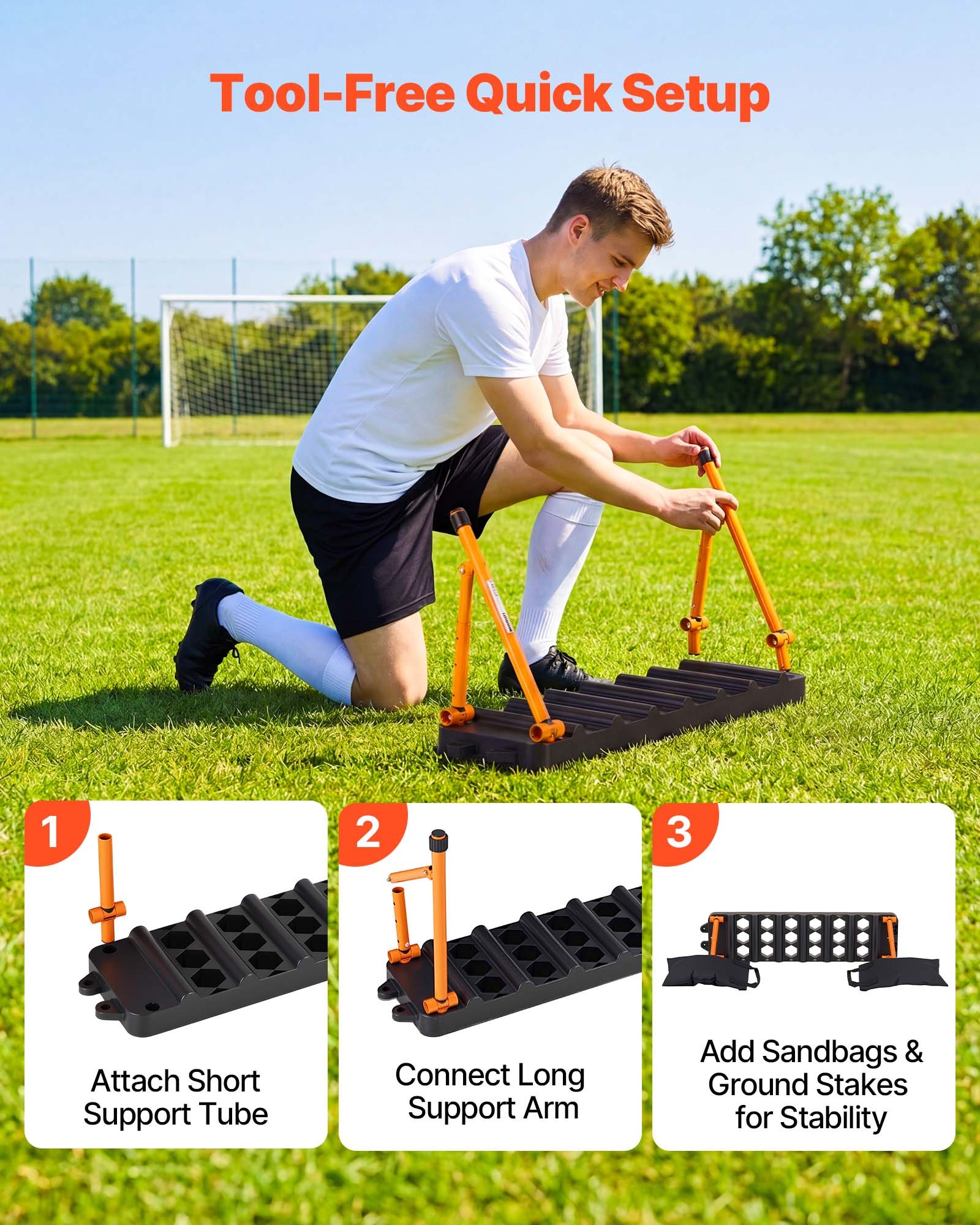 VEVOR Tablero de Rebote de Fútbol 99 x 24,5 cm, Reboteador de Fútbol de Doble Superficie, 3 Ángulos Ajustables, Panel de PP, Pared de Entrenamiento de Balón, para Habilidades de Pase y Reacción