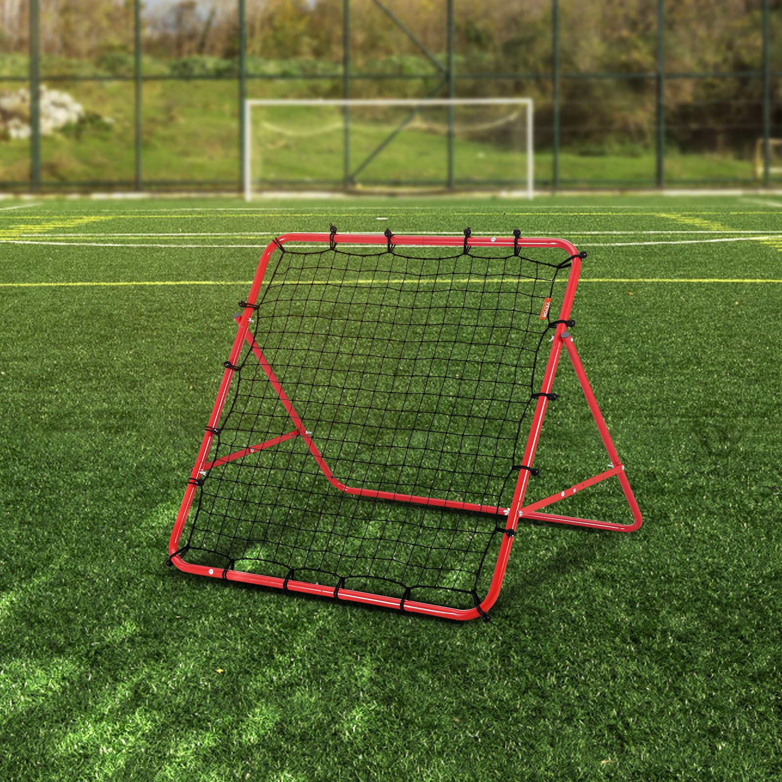 VEVOR Football Rebound Net Portable Ball Wall Football 48 x 48 mm, Football Rebounder Iron Tube & PE Net Children's & Youth Football Goal Rebounder Kicker for Football Training