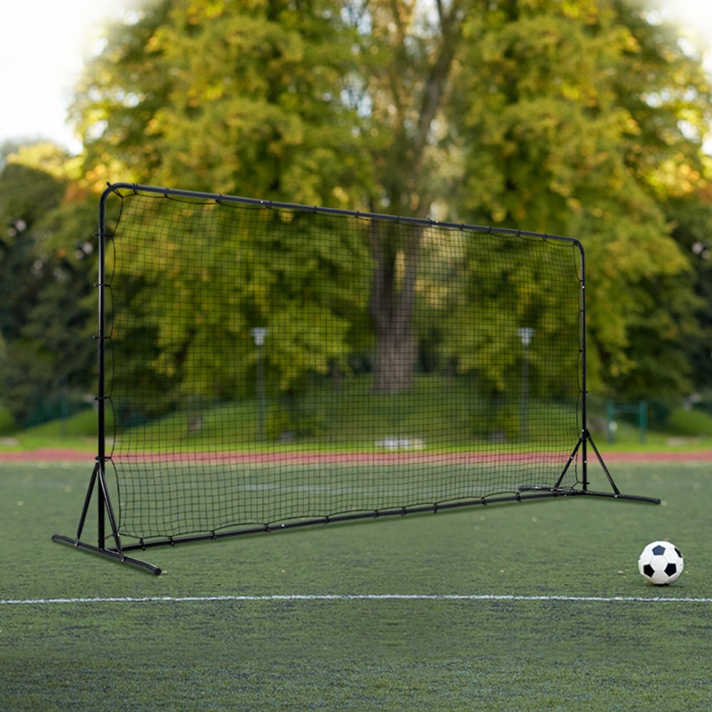 VEVOR Portería de Fútbol 366x121x183 cm Red Reboteadora de Fútbol Equipo Deportivo de Tubo de Hierro PE con Bolsa Portátil para Entrenamiento en Solitario, Entrenamiento en Equipo, Pases, Voleibol