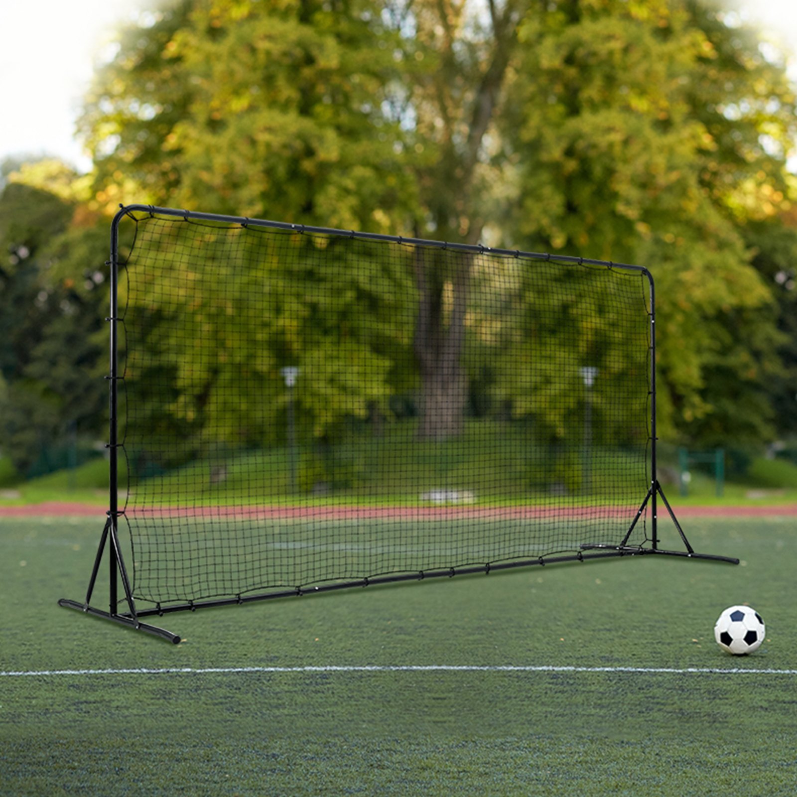 VEVOR Portería de Fútbol 366x121x183 cm Red Reboteadora de Fútbol Equipo Deportivo de Tubo de Hierro PE con Bolsa Portátil para Entrenamiento en Solitario, Entrenamiento en Equipo, Pases, Voleibol