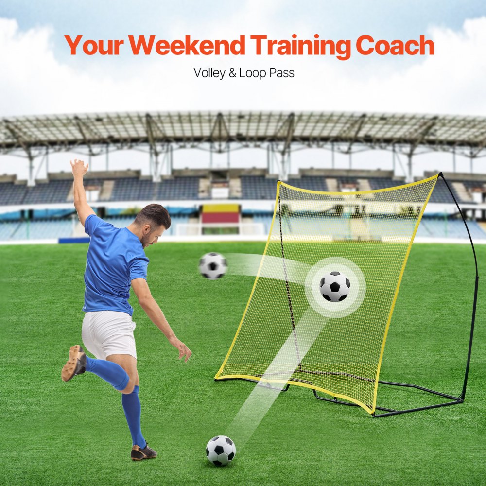 VEVOR Entrenador de Fútbol Portátil, Hierro y Poliéster, Pared de Rebote de Fútbol Deportivo con Bolsa Portátil, Perfecto para Entrenamiento en Solitario en Equipo, Pases, Voleas, 25,4 x 25,4 mm