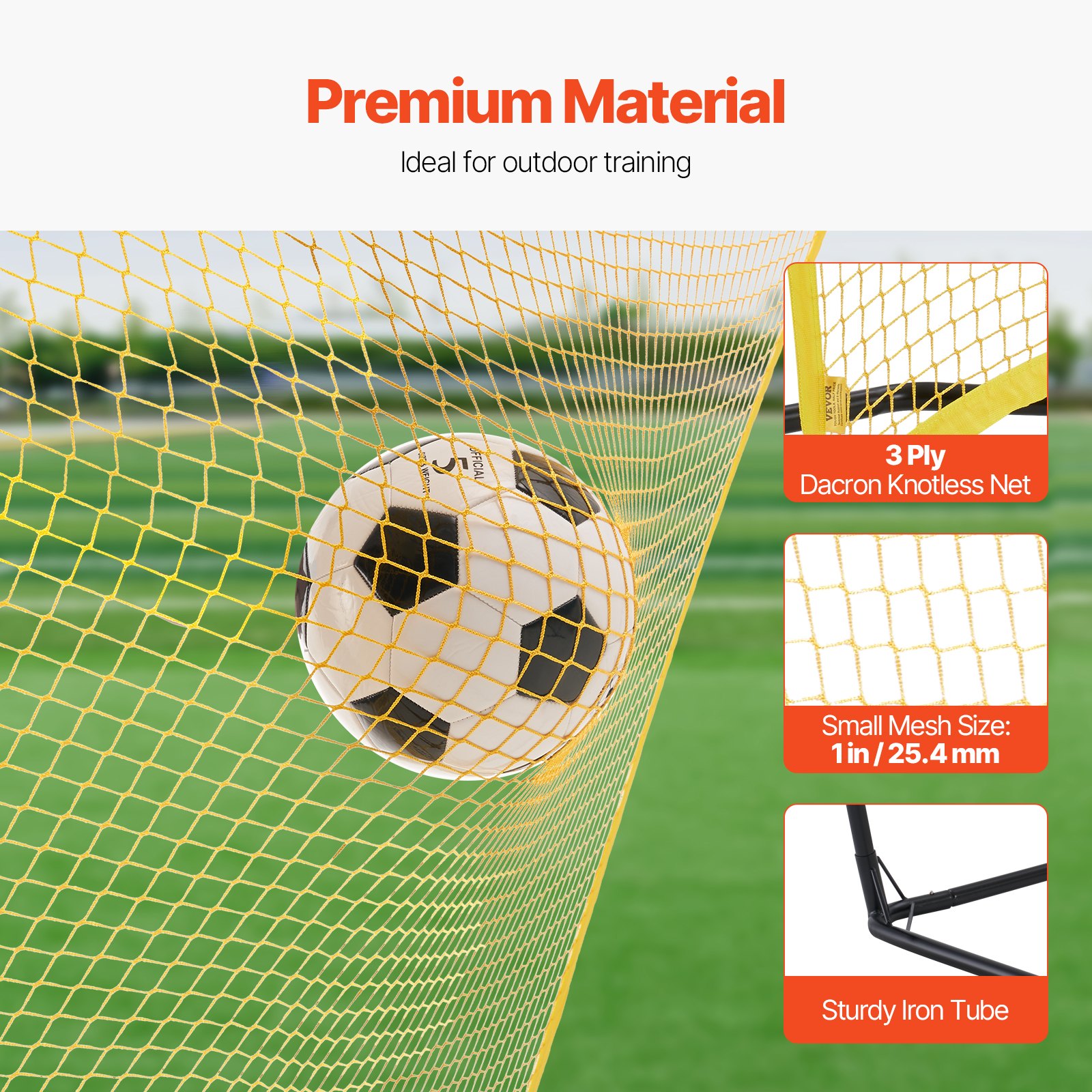 VEVOR Entrenador de Fútbol Portátil, Hierro y Poliéster, Pared de Rebote de Fútbol Deportivo con Bolsa Portátil, Perfecto para Entrenamiento en Solitario en Equipo, Pases, Voleas, 25,4 x 25,4 mm