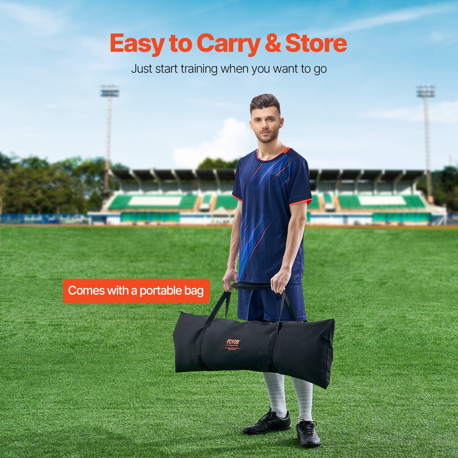 VEVOR Entrenador de Fútbol Portátil, Hierro y Poliéster, Pared de Rebote de Fútbol Deportivo con Bolsa Portátil, Perfecto para Entrenamiento en Solitario en Equipo, Pases, Voleas, 25,4 x 25,4 mm