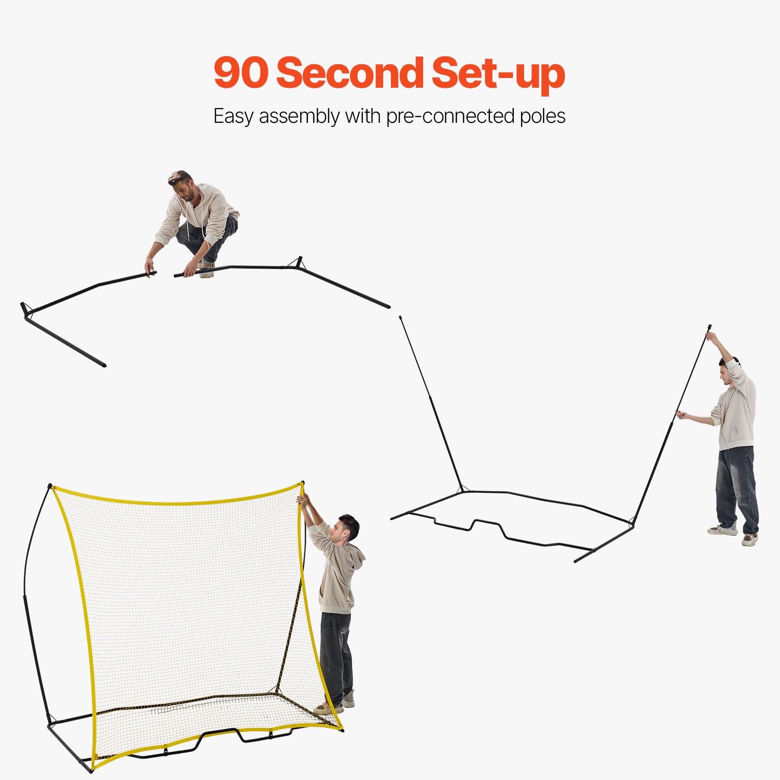 VEVOR Entrenador de Fútbol Portátil, Hierro y Poliéster, Pared de Rebote de Fútbol Deportivo con Bolsa Portátil, Perfecto para Entrenamiento en Solitario en Equipo, Pases, Voleas, 25,4 x 25,4 mm