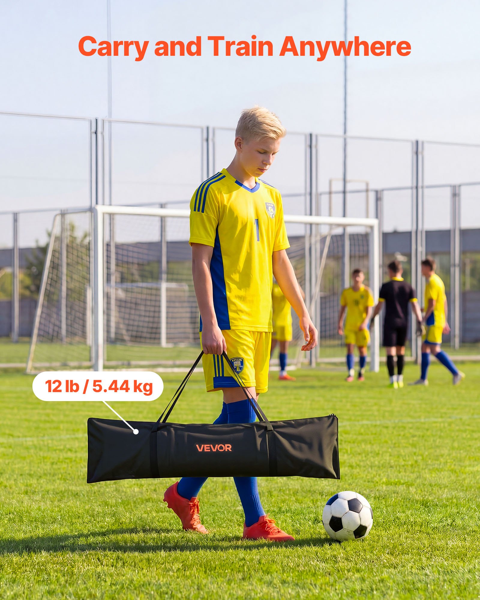 VEVOR Red de Rebote para Fútbol 1700 x 1500 mm, Portería de Fútbol, Postes de Fibra de Vidrio y Tubo de Hierro para Control Individual y en Equipo, Práctica de Pases, para Adolescentes y Adultos
