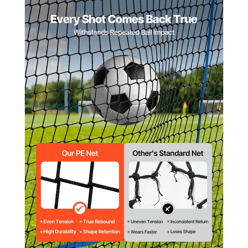 VEVOR Red de Rebote para Fútbol 1470 x 1170 mm, Rebotador de Fútbol con Ángulo de Cambio Rápido para Control, Estructura de Hierro y Red de PE, Práctica de Pases, para Adolescentes y Adultos, Azul
