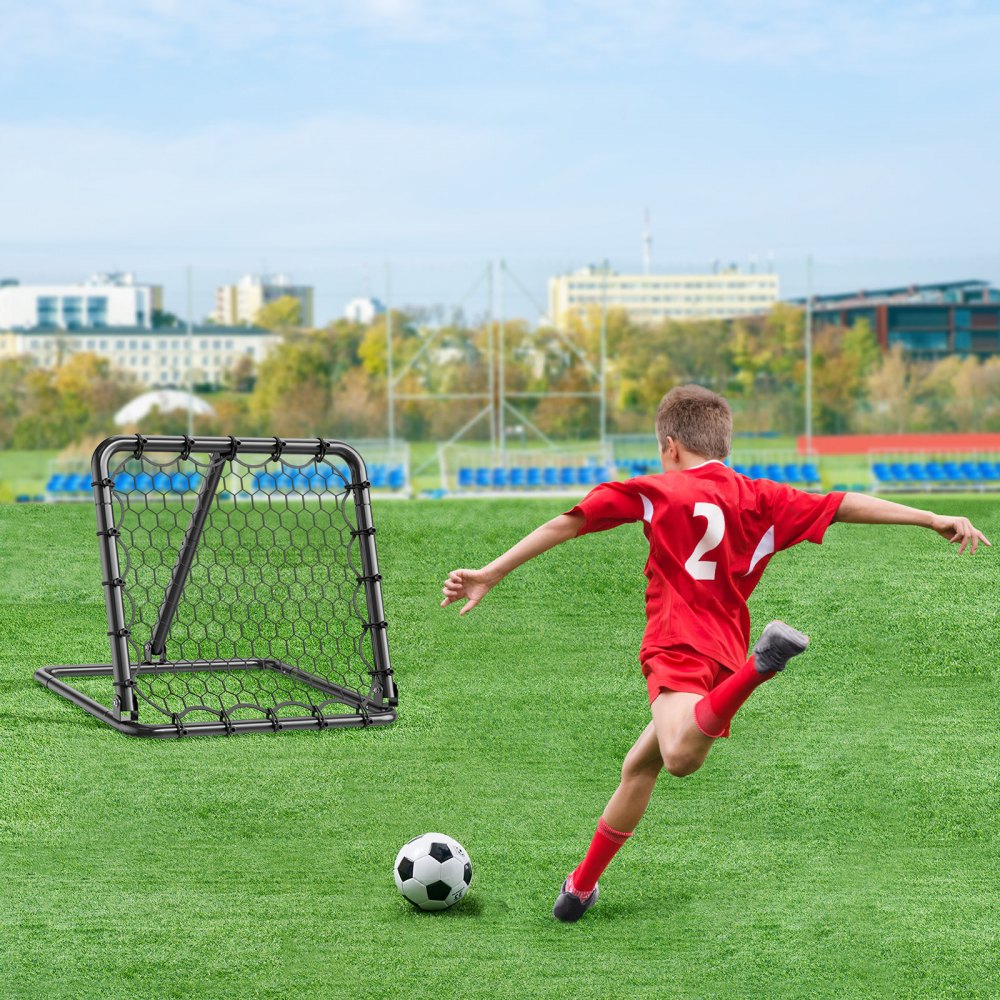 VEVOR Red de Rebote para Fútbol Portátil, Red de Portería con Ángulos Ajustables, Ayudas y Equipos a Niños, Adolescentes y Todas las Edades, Fácil Instalación y Almacenamiento Perfecto, 50,8 x 50,8 mm