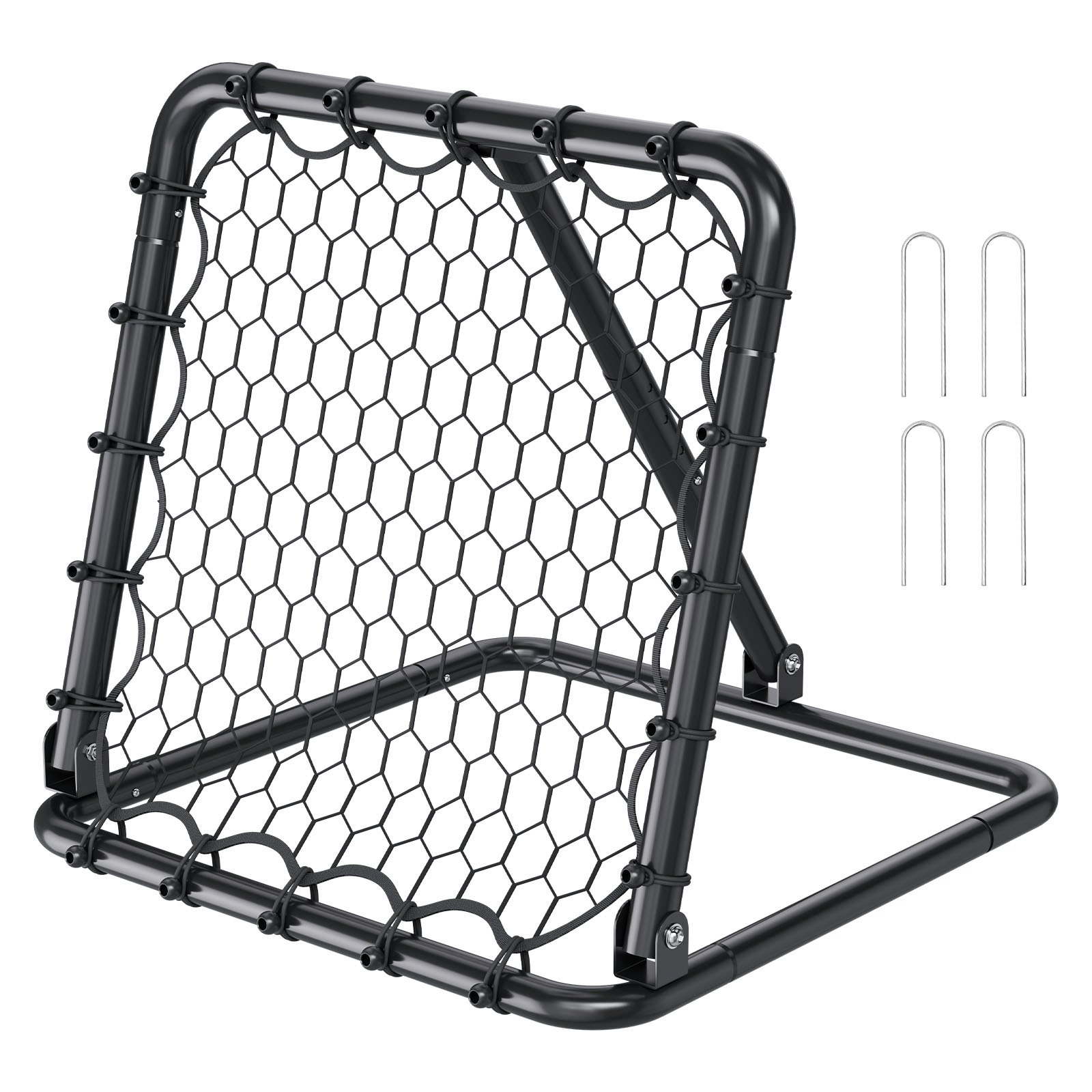 VEVOR Red de Rebote para Fútbol Portátil, Red de Portería con Ángulos Ajustables, Ayudas y Equipos a Niños, Adolescentes y Todas las Edades, Fácil Instalación y Almacenamiento Perfecto, 50,8 x 50,8 mm